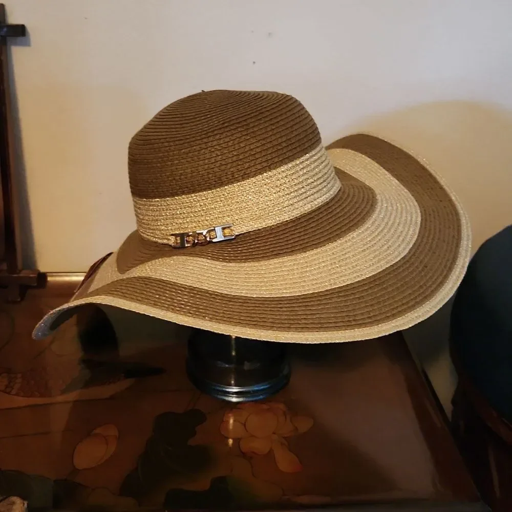 Scala Big Brim Braid Sun Hat NWT